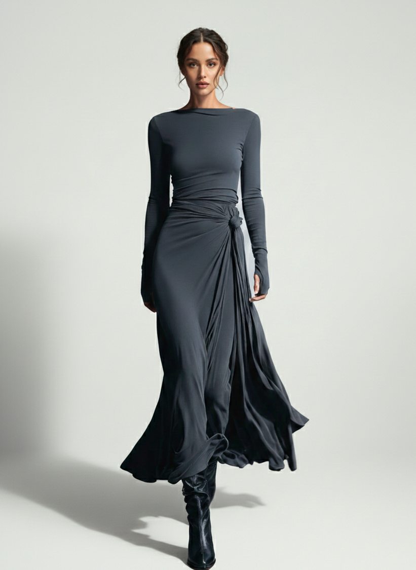 Naiara ❘ Vestido maxi con nudo lateral